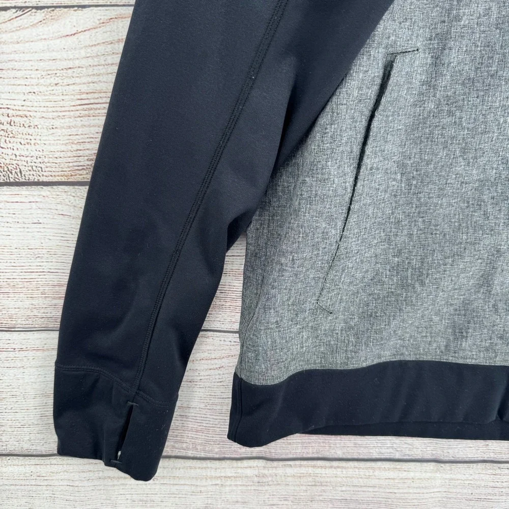 The North Face Full Zip Hoodie Mens Medium‎ Gray Black Softshell Fleece Jacket